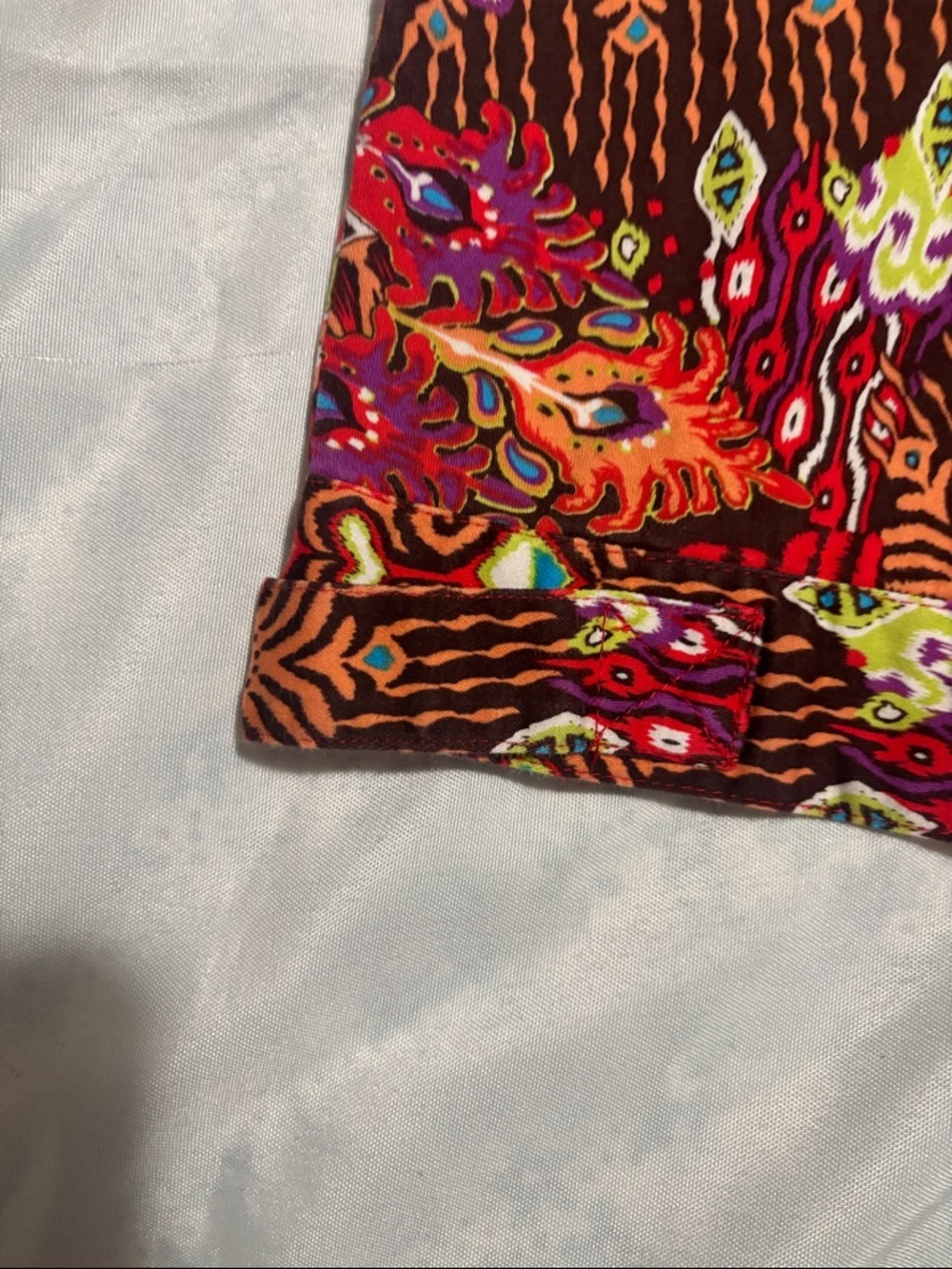 Bold Red Multi-Pattern Button-Down Blouse - Picture 6 of 10
